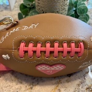 Betsey Johnson Pink & Brown Football Crossbody Bag Purse NWT